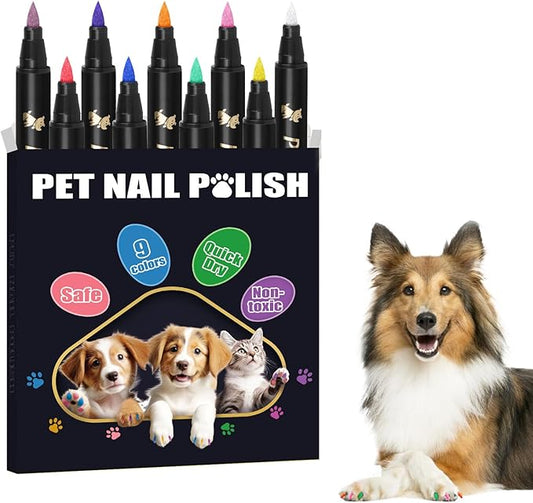 9 Colors Dog Nail Polish Pens Quick Dry,Dog Safe Nail Polish,Easy to Apply, Non Toxic,Dog Safe Paint for Paws,DIY Dogs Puppy Nails