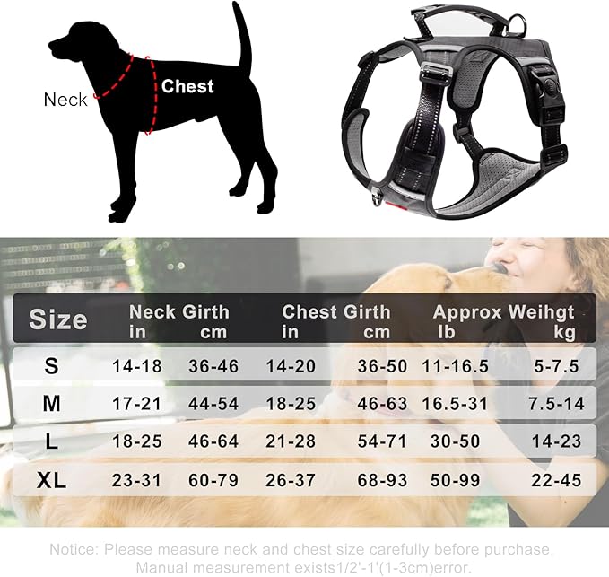 Dog Harness with Soft Handle, Adjustable and Breathable Dog Harness for Small Dogs No Pull, Reflective No Choke Dog Vest Harness, Easy to Put On Take Off(Black, S)