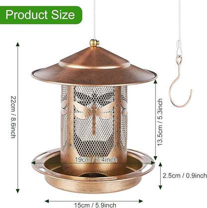 Bird Feeder, Metal Wild Bird Feeders for Outdoors Hanging, Beautiful Birdfeeders for Outside Garden Patio Decors - Dragonfly Pattern