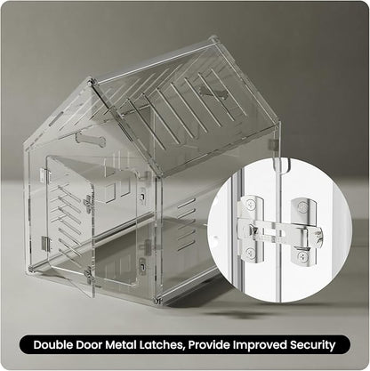 Sumerflos Acrylic Dog House, 24" L x 18" W x 23" H Clear Dog Crate, Modern Indoor Dog Kennel Lockable Ventilated for Most Small Dog Cat Pet