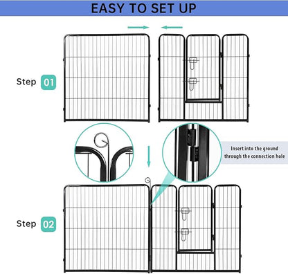 BestPet | Dog Playpen | 32 Inch, 32 Panels | Heavy Duty Metal Pet Exercise Pen | Indoor Outdoor Fence Panels | Rust-Resistant, Removable, Tool-Free Setup | Anti-Skid, Expandable Design