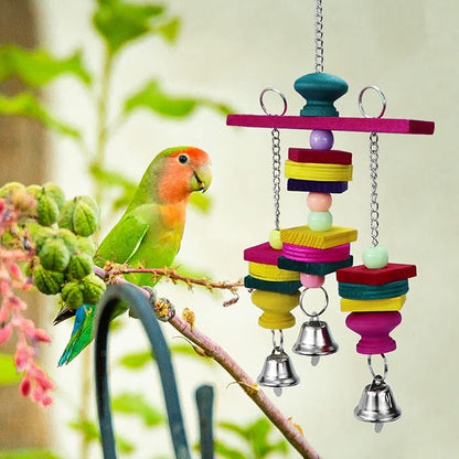 Litewoo Bird Parrot Parakeet Toys, Colorful Bite Wood Swing Toy for Small Medium Parakeet Cockatiel Budgie Cockatoo Macaw Conure Parrot（C）