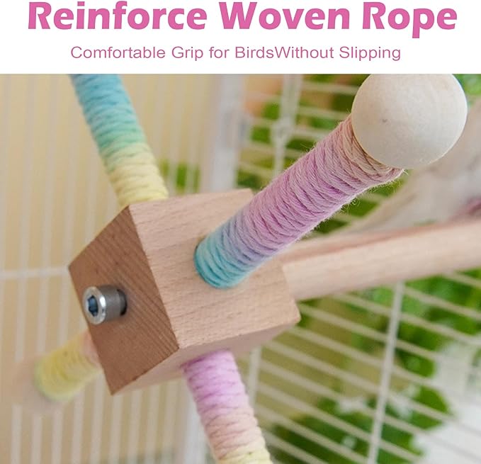 Rope Perches for Bird Cages, Parrot Rope Perch for Cockatiels & Parakeets, Bird Cage Accessories(4pcs)