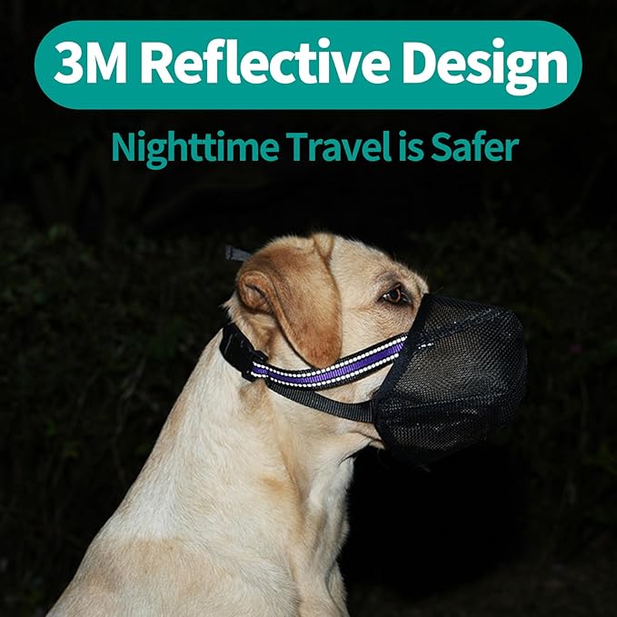 Dog Muzzle - Soft Mesh Muzzle for Small Medium Large Dogs Labrador German Shepherd - Adjustable Puppy Muzzles for Scavenging Biting Licking and Chewing - Allows Panting and Drinking(XL)