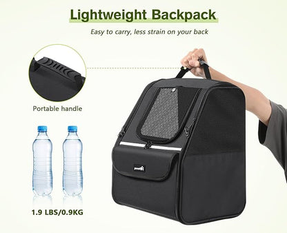 Pecute Cat Backpack Carrier, Small Dog Backpack Carrier, Pet Backpack Carrier for Cats Dogs Puppy Kitten, Cat Carrier Bag Carrying for Travel Hiking Bike Riding Walking Outdoor,Black