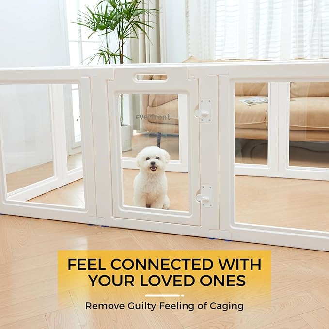 Clear Acrylic Plastic Dog Playpen Indoor,for Puppy Cat Rabbit Ferret Transparent Pet Pen,Easy Assemble Whelping Crate Kennel Cage Enclosure for Small & Medium Dogs (30.3" Height, 10PCS)