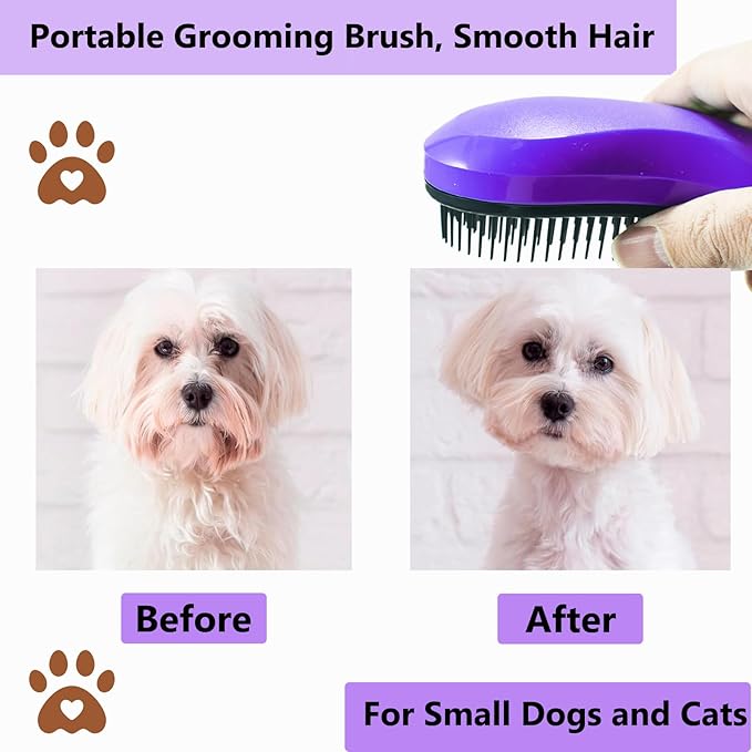 Puppy Brush, Soft Dog Brush for Grooming, Puppy Hair Remover Brush Comb, Grooming Tool for Poodles,Teddy, Yorkies, Maltese, Shih Tzu, Chihuahua, Deep Purple