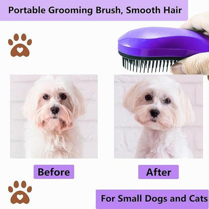 Puppy Brush, Soft Dog Brush for Grooming, Puppy Hair Remover Brush Comb, Grooming Tool for Poodles,Teddy, Yorkies, Maltese, Shih Tzu, Chihuahua, Deep Purple