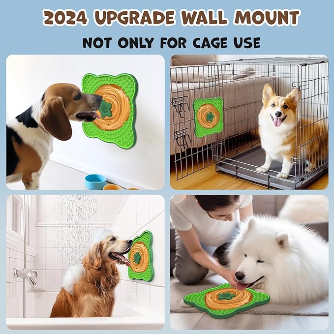 HOPET New Licking Mat for Dogs Crate, Interactive Large 7.1" Size Lick Mats for Boredom Relief & Anxiety Reduction, Soft & Safe Peanut Butter Lick Pad for Training(Flower-Shaped)