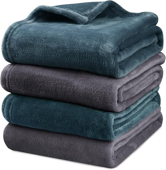 Onarway Dog Blanket Washable for Puppy: 4 Packs Dog Blankets 40_28 - Fluffy Soft Small Throw for Cat Puppy Kitten Dogs - Fleece Pet Blankets for Bed Sofa Car and Indoor - Lake Green and Purple