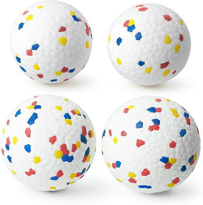 Upgrade Dog Balls for Aggressive Chewers, Indestructible Dog Tennis Balls, Durable Bouncy Dog Toy Balls, Dog Balls for Teething, Interactive Dog Toys for Fetch Game (4 White)