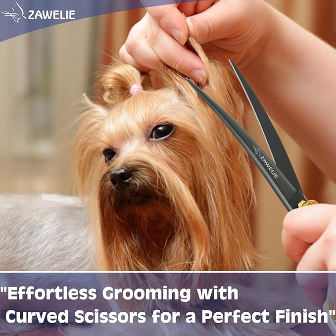Dog Grooming Scissor- 7.5 Pet Shears, Japanese Stainless Steel Ergonomic Pet Grooming Scissor, Heavy Duty Sharp and Comfortable pet Scissors for Grooming, Dogs, Cats and Other Animals (Curved)