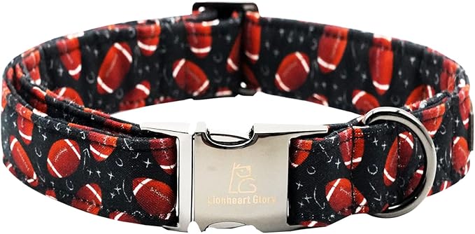 Lionheart glory Dog Collar Rugby Print Dogs Collar Boy Cute Collars Dog Soft Durable Adjustable Comfortable Handmade Dog Collars for Small Dogs Pet Collar Gift