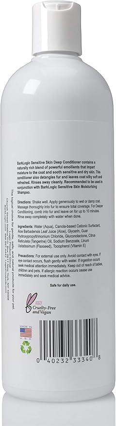 Sensitive Skin Deep Conditioner, Tangerine, 16 fl oz - Grooming Essentials for A Quality Coat - No Parabens, No Phthalates, No Sulfates, No DEA & PEG, Vegan