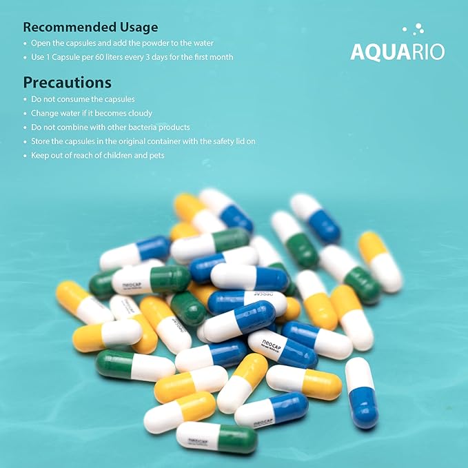Neo Cap - Water Conditioner for Aquarium Tank - Promotes Feeding Response, Supports Healthy Growth, Safe for Fish and Shrimp - Accelerator, 20 Capsules