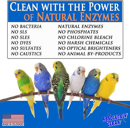Absolutely Clean Amazing Bird Cage Cleaner and Deodorizer - Just Spray/Wipe - Safely & Easily Removes Bird Messes Quickly and Easily - Made in The US - Fragrance Free (32oz Pack of 1)