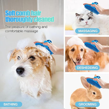 4-Piece Rubber Pet Grooming Kit for Dogs and Cats - Gentle Deshedding Brush & Massage Gloves, Suitable for Short & Long Hair, Bathing and Shedding Toolï¼3 * Blue+Greenï¼