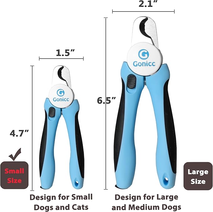 gonicc Professional Small Dog and Cat Nail Clippers Sharp Stainless Steel Pet Nail Trimmers(with Free Nail File in Handle), for Rabbit, Small Animal, with Safety Guard to Avoid Overcutting