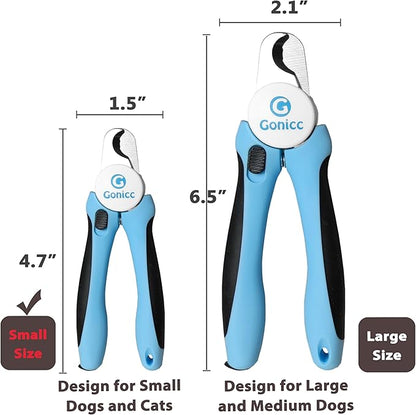 gonicc Professional Small Dog and Cat Nail Clippers Sharp Stainless Steel Pet Nail Trimmers(with Free Nail File in Handle), for Rabbit, Small Animal, with Safety Guard to Avoid Overcutting