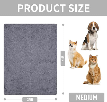 furrybaby Dog Blanket Soft Dog Blankets for Large Dogs Puppy Essentials Washable Fluffy Sherpa Fleece Cat Blanket 32x40 Inches for Bed Furniture Couch Sofa (Double-Layer Medium, Grey)