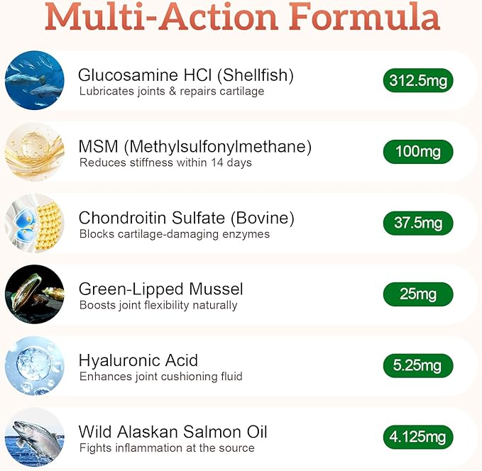 Advanced Dog Hip and Joint Supplement with Glucosamine, Chondroitin, MSM, and Vitamin C, Beef Flavor, 60 Soft Chews