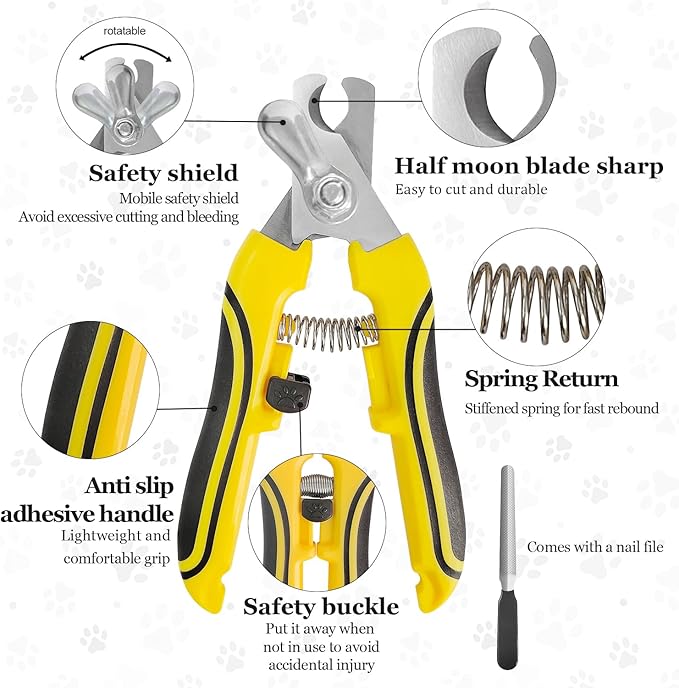 Diamond Dremel Dog Nail Grinder Attachment & Dog & Cat Pets Nail Clippers and Trimmers, Dremel Accessories & Dog Nail Trimmers with Safety Lock to Avoid Over Cutting, Grooming Tool for Pets