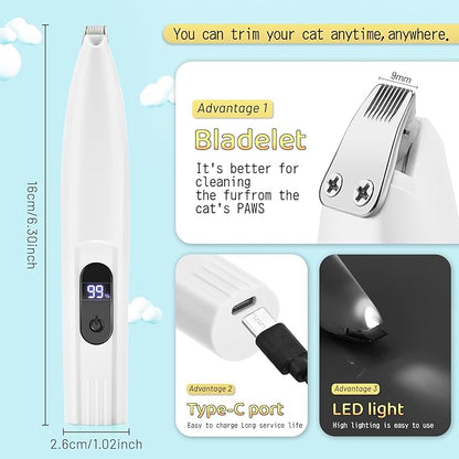 Dog Paw Trimmer with LCD Display, for Dogs Hair for Dogs, Electric Dog ï¼_at Paw for Grooming (White)