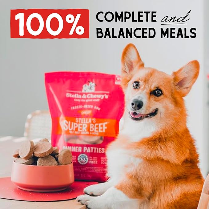 Stella & Chewy's Freeze Dried Raw Dinner Patties  Grain Free Dog Food, Protein Rich Stella_ Super Beef Recipe  25 oz Bag