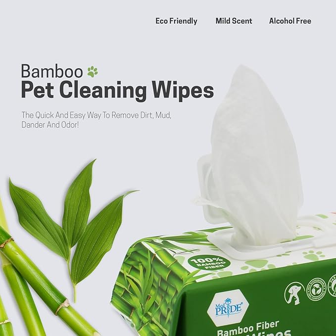 MED PRIDE 100% Bamboo Fiber Hypoallergenic Dog Wipes for Paws and Butt, Alcohol & Paraben-Free, Deodorizing, 8_8, 800 Wipes