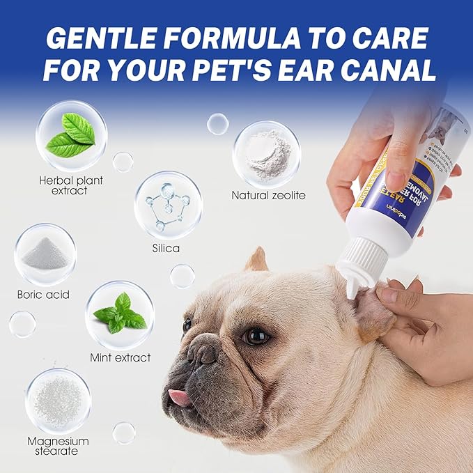 Ear Powder for Dogs Plucking,Dog Ear Infection Treatment with 5.5 Inch Tweezers Curved,Removal Ear Hair Powder,Soothes Itchy Ears & Relieve Scratching