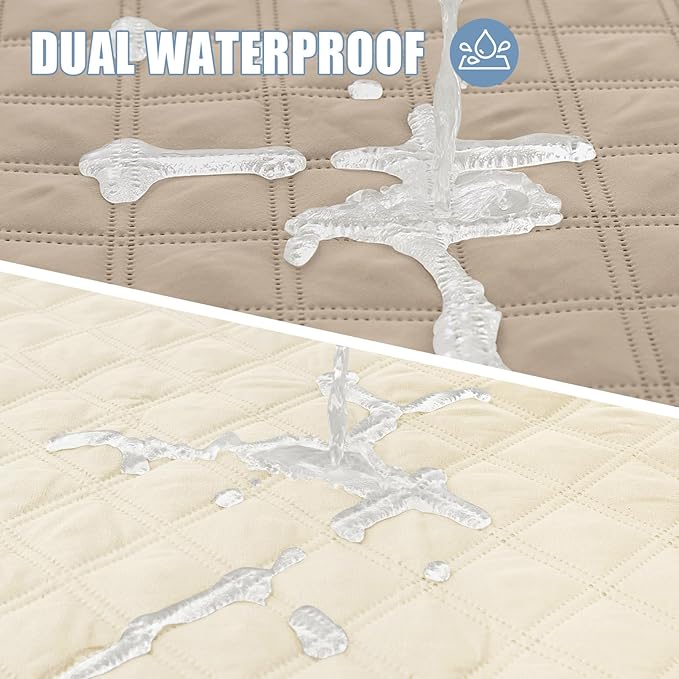 Smiry Waterproof Dog Blanket, Reversible Dog Bed Cover Pet Blanket, Soft Couch Cover for Dogs Washable, Bed Couch Sofa Furniture Protector for Puppy Cat Kids (82"x102", Taupe/Beige)