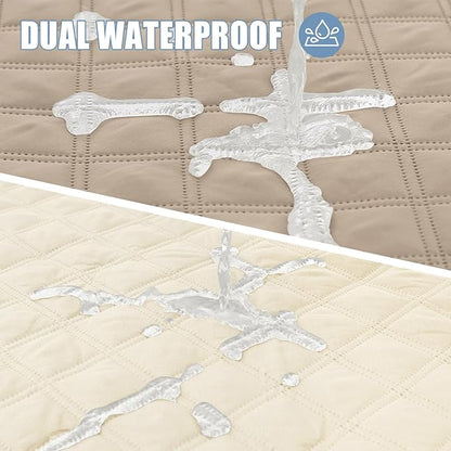 Smiry Waterproof Dog Blanket, Reversible Dog Bed Cover Pet Blanket, Soft Couch Cover for Dogs Washable, Bed Couch Sofa Furniture Protector for Puppy Cat Kids (82"x102", Taupe/Beige)