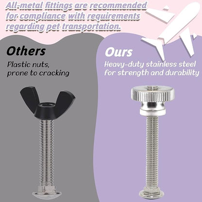 20 Sets Pet Carrier Replacement Fasteners - Heavy Duty Stainless Steel Bolts and Nuts for Kennel - Dog and Cat Replacement Parts, M540-R