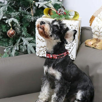 ARING PET Christmas Dog Collar Cute Red Reindeer Dog Collars, Cotton Lightweight Christmas Dog Collars Puppy Collar for Small Medium Large Dogs
