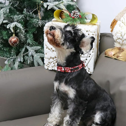 ARING PET Christmas Dog Collar Cute Red Reindeer Dog Collars, Cotton Lightweight Christmas Dog Collars Puppy Collar for Small Medium Large Dogs
