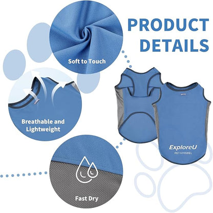 Dog Shirt, Lightweight Breathable Dog Cooling Vest Sun Protection Pet T-Shirts Quick Dry Soft Stretchy Reflective Label Pet Clothes - Small Medium Large Dogs (Water Drop 1PC, X-Large)