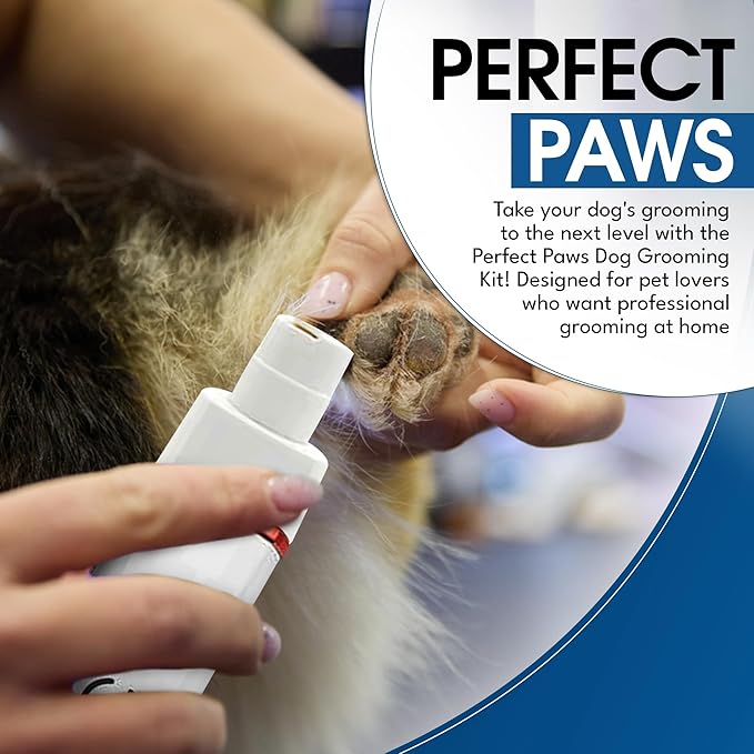 4-in-1 Dog Grooming Kit Hair Clippers - Electric Low Noise Paw Trimmer - USB Rechargeable - Cordless Quiet Nail Grinder Trimmer for Cats and Dogs