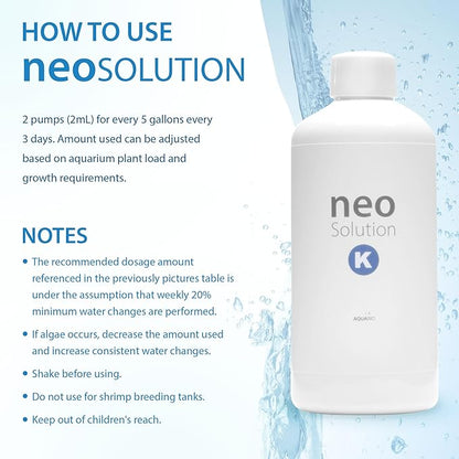 Plant Fertilizer for Aquarium Plants - Potassium-Rich Liquid Fertilizer Promotes Photosynthesis & Healthy Growth for Fish and Aquatic Plants - Neo Solution K, 1000ml