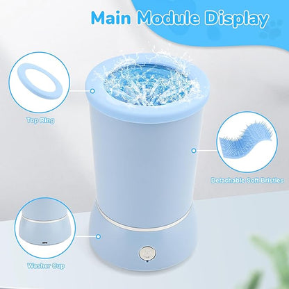 Dog Washer, Electric Dog Foot Washer with Two Speeds, Portable USB Rechargeable Dog Cleaner Cup, Automatic Cleaner for Dogs Small Medium Large Cats (Built in 600mAh Battery) (Blue)