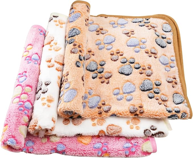 UTTPLL Dog Blanket Fluffy Premium Fleece Flannel Pet Blankets Cats Dogs Cute Paw Printed Throw Soft Warm Puppy Blankets Brown Paw Small