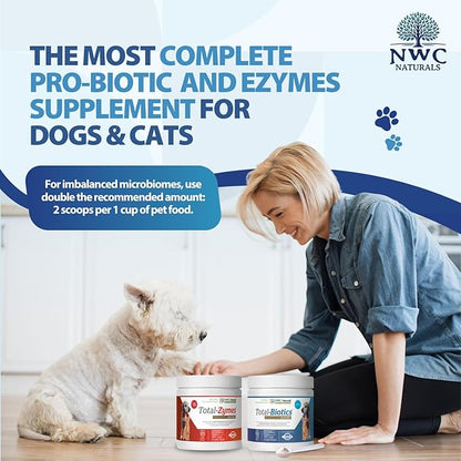 NWC Naturals Twin Pack - Probiotics and Digestive Enzymes for dogs and cats one Total-Zymes and one Total-Biotics 8-Ounce