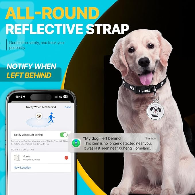 Dog Tracker-Airtag Dog Collar-Android Airtag-GPS Tracker for Dogs-Pet Tracker | Android and iOS Universal | No Charging Required | No Monthly Fee | Works with Any Collar