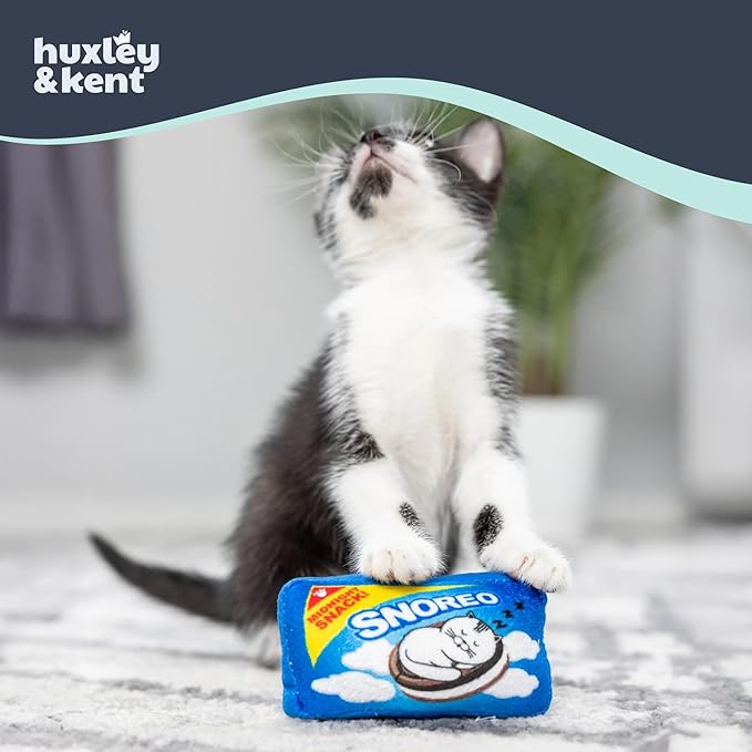 Huxley & Kent Plush Cat Toy - Interactive Catnip Toy for Cats & Kittens - Soft with Crinkle & Catnip - Fun Indoor Play - Snoreo Cookies