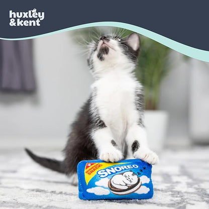 Huxley & Kent Plush Cat Toy - Interactive Catnip Toy for Cats & Kittens - Soft with Crinkle & Catnip - Fun Indoor Play - Snoreo Cookies