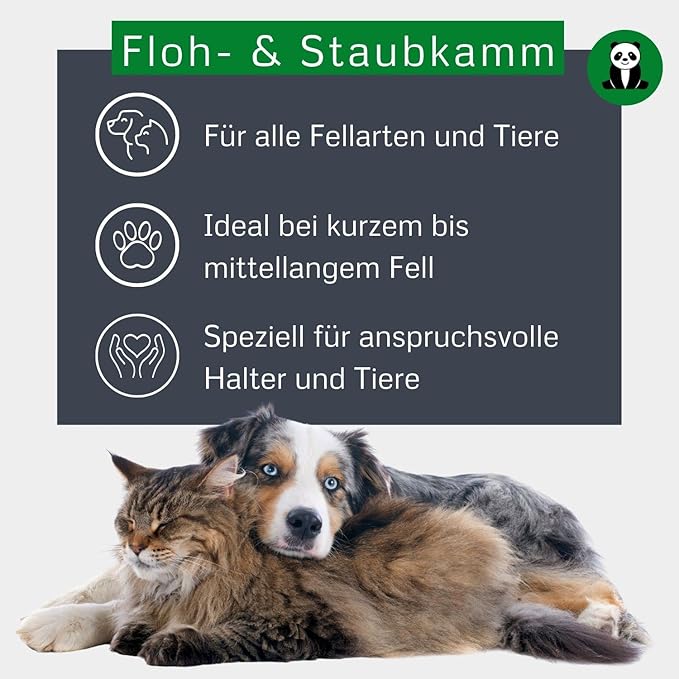 Alcott Bamboo Groom Flea Comb with 77 Rotating Pins for Pets