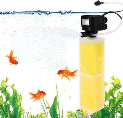 320GPH Aquarium Filter for 40-100 Gallon Fish Tank-4-in-1 Submersible Internal Filter with Biochemical Filtration,Powerful Water Pump,Air Supply, and Wavemaker for Large Tanks and Ponds