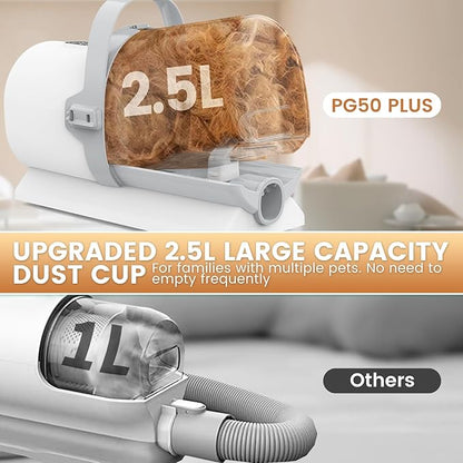 Dog Grooming Vacuum, Pet Grooming Kit, Dog Clipper Nail Trimmer Grinder, 2.5L Dust Cup 7 Grooming Tools 11000Pa Dog Vacuum for Shedding Grooming, Pet Grooming Vacuum for Dogs, Home Cleaning, PG50 Plus
