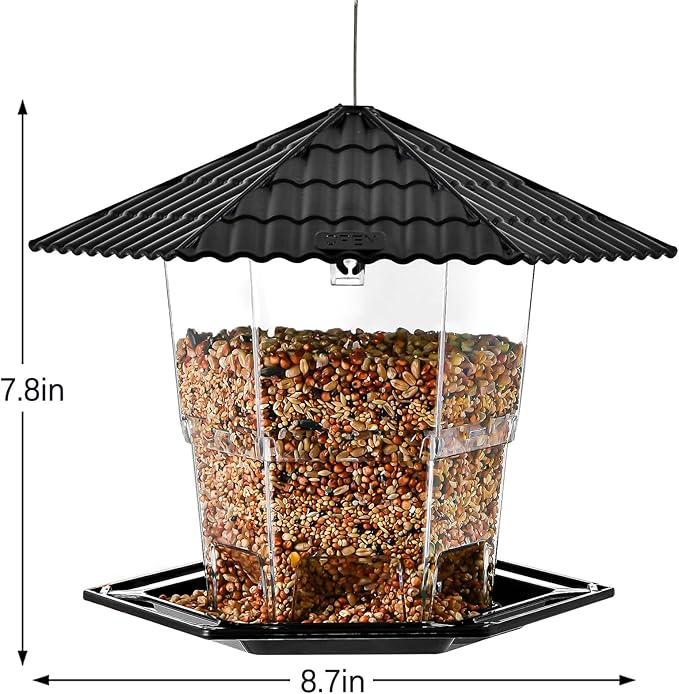 Bird Feeders for Outdoors Hanging Birds Feeder Wild Birds Seed, Black 2 Pack B