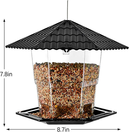 Bird Feeders for Outdoors Hanging Birds Feeder Wild Birds Seed, Black 2 Pack B