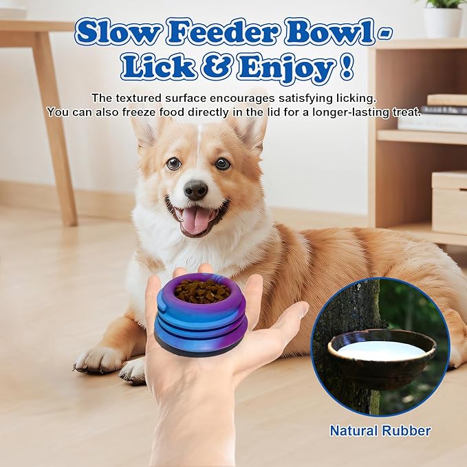 5-in-1 Dog Toy, Frozen Dog Treats to Keep Dogs Busy, Interactive Treat Dispensing Dog Toy Puzzle, Interactive Chew Toys for Puppy Small Medium Dog, Power Chewer, Durable Rubber-Easy to Clean (Small)